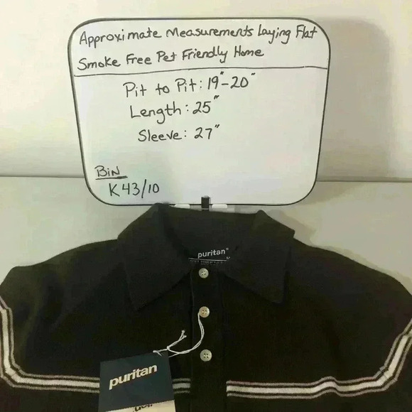 Puritan Vintage Mens Grandpa Brown Cream Long Sleeve Polo Sweater Sz Medium NWT - Picture 11 of 11